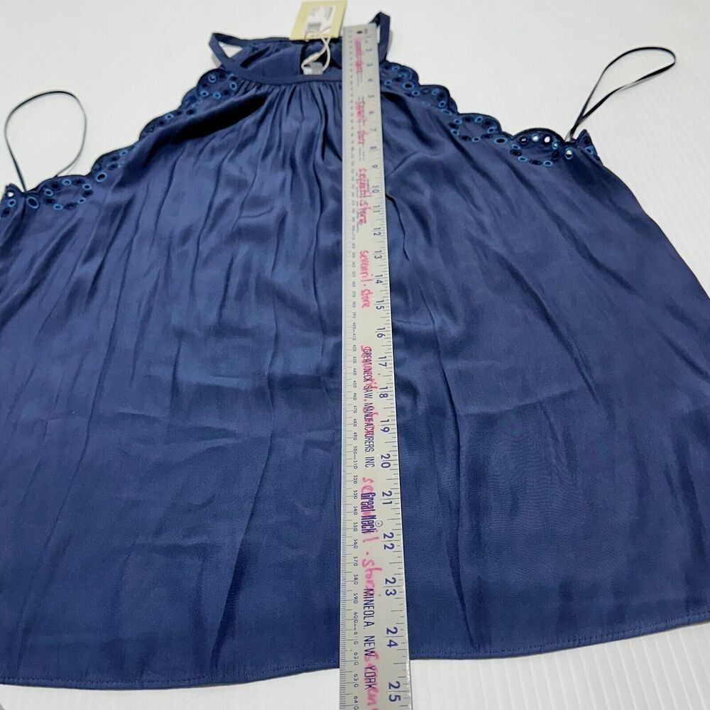 NWT Ramy Brook Calla Blouse Top Women Size S Navy Blue Scallop Eyelet Trim $295 - Picture 6 of 12